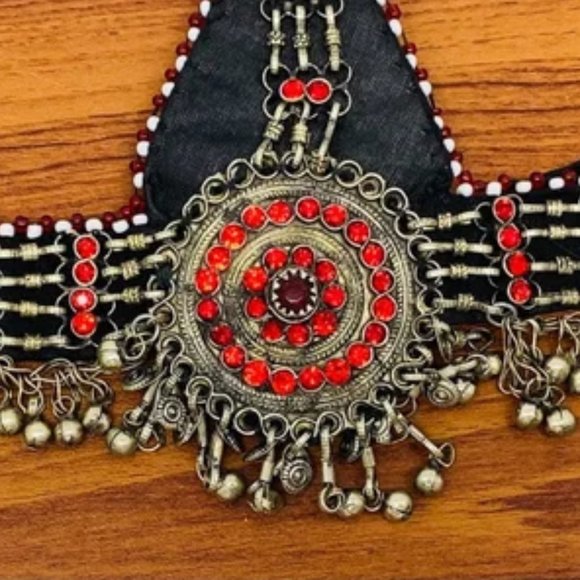 Tribal Red Matha Patti, Traditional Headpiece For Women, Hair Jewelry - Picture 3 of 11